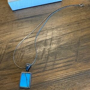 Blue butterfly wing Pendant Necklace